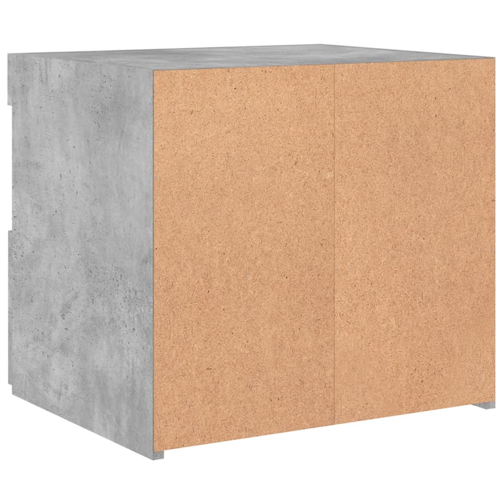 Nattbord med LED betonggrå 50x40x45 cm