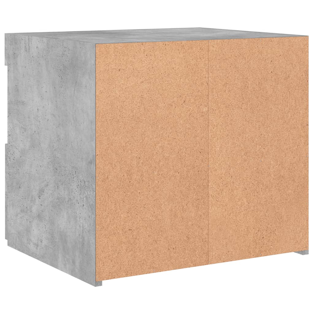 Nattbord med LED 2 stk betonggrå 50x40x45 cm