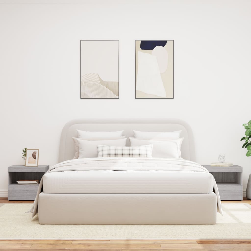 Nattbord med LED 2 stk grå sonoma 50x40x45 cm