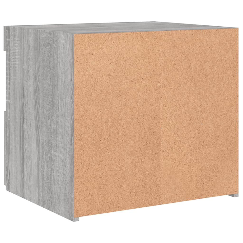 Nattbord med LED 2 stk grå sonoma 50x40x45 cm