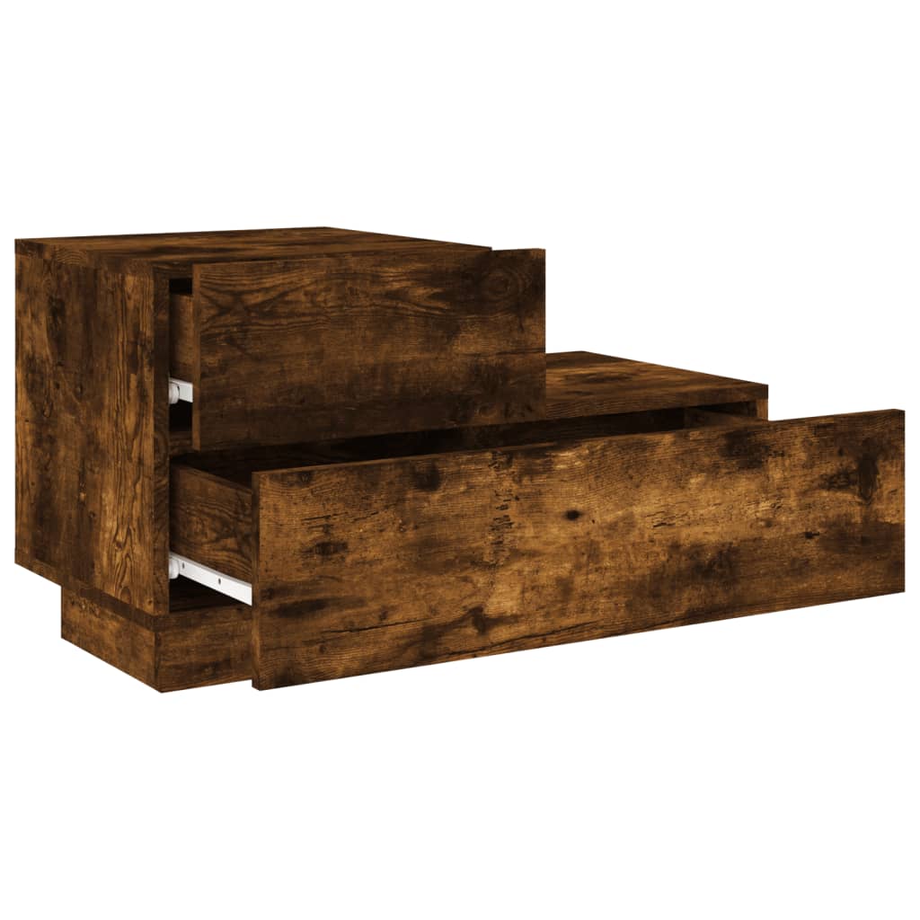 Nattbord med LED røkt eik 70x36x40,5 cm