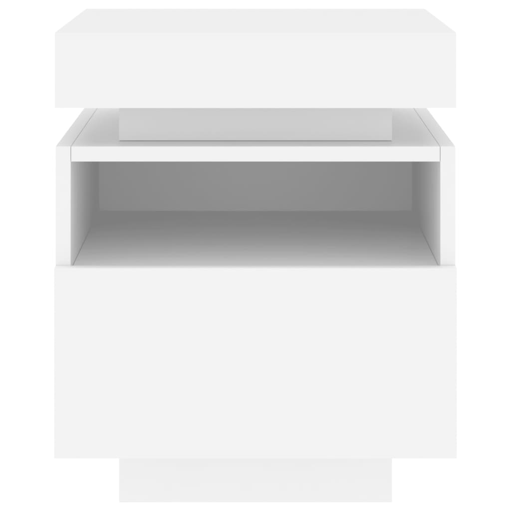 Nattbord med LED 2 stk hvit 40x39x48,5 cm