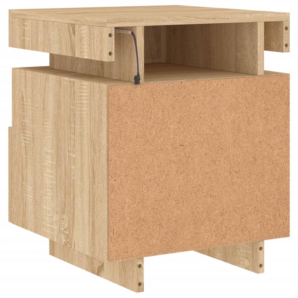Nattbord med LED 2 stk sonoma eik 40x39x48,5 cm
