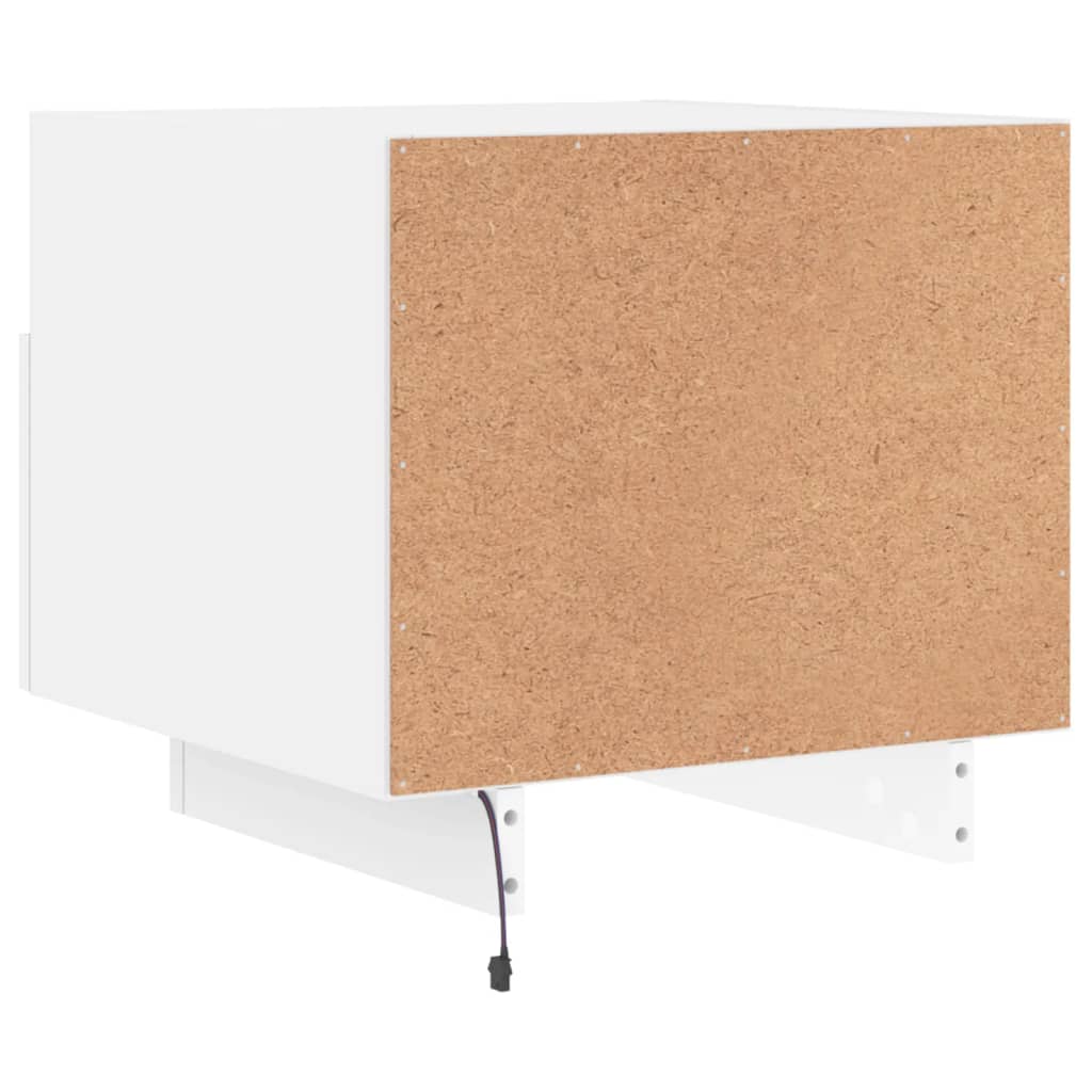 Nattbord med LED 2 stk hvit 40x39x37 cm