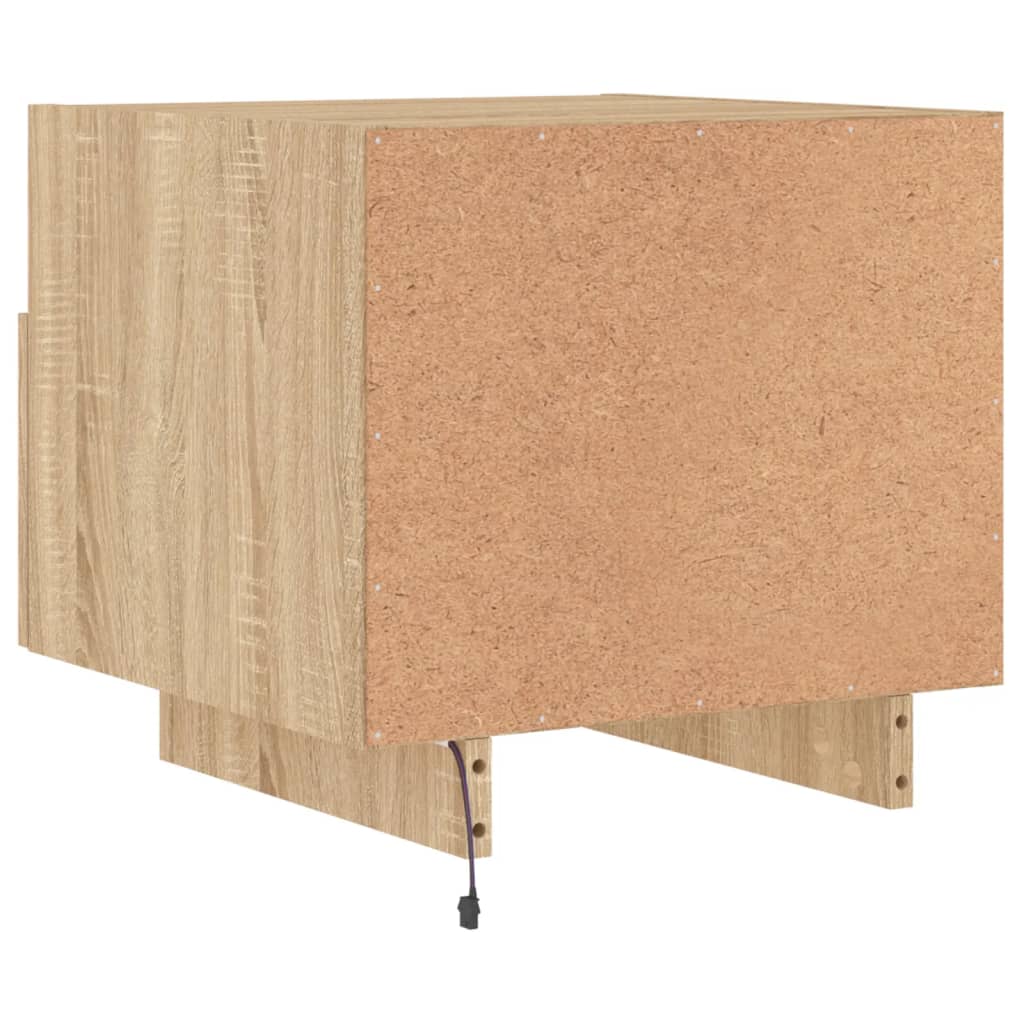Nattbord med LED 2 stk sonoma eik 40x39x37 cm