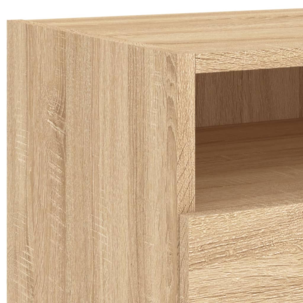 Nattbord med LED 2 stk sonoma eik 40x39x37 cm