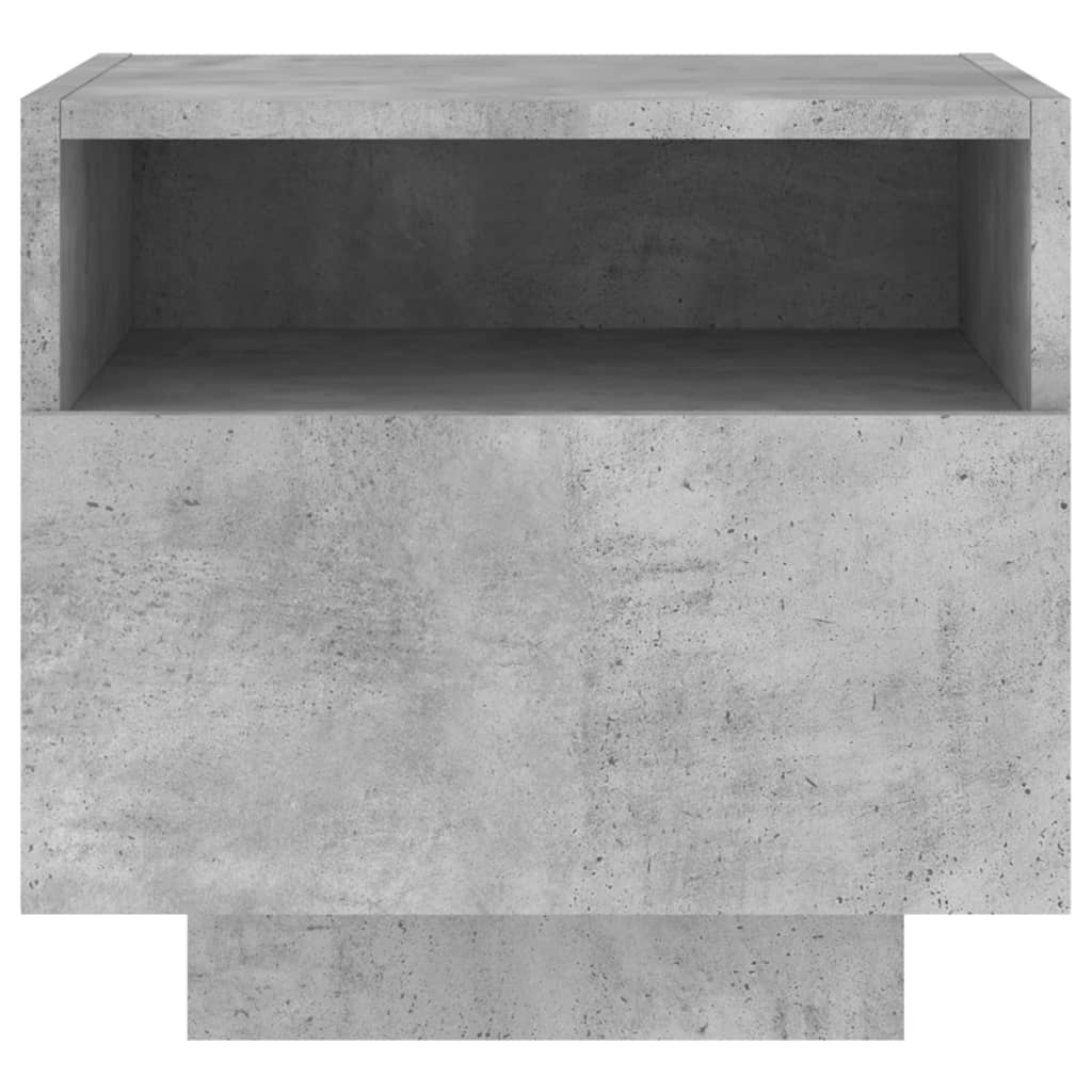 Nattbord med LED 2 stk betonggrå 40x39x37 cm