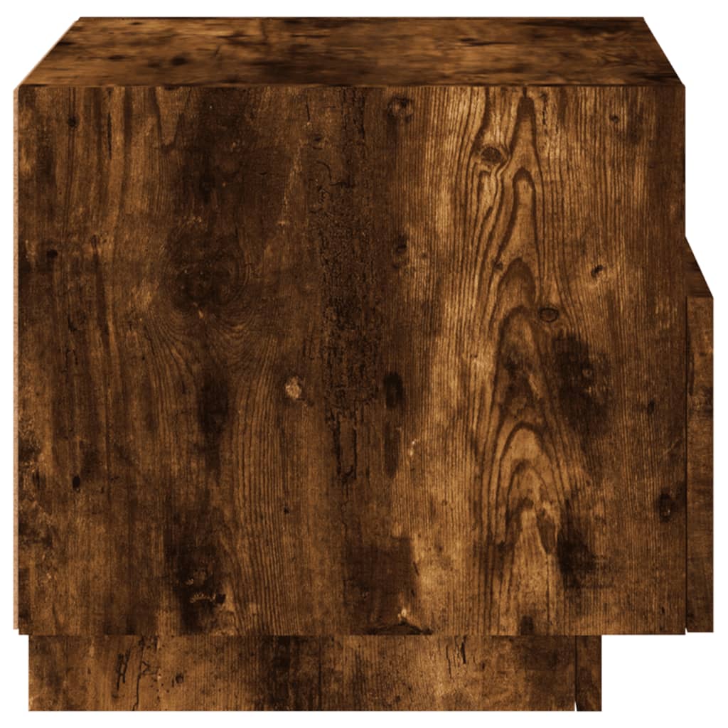 Nattbord med LED 2 stk røkt eik 40x39x37 cm