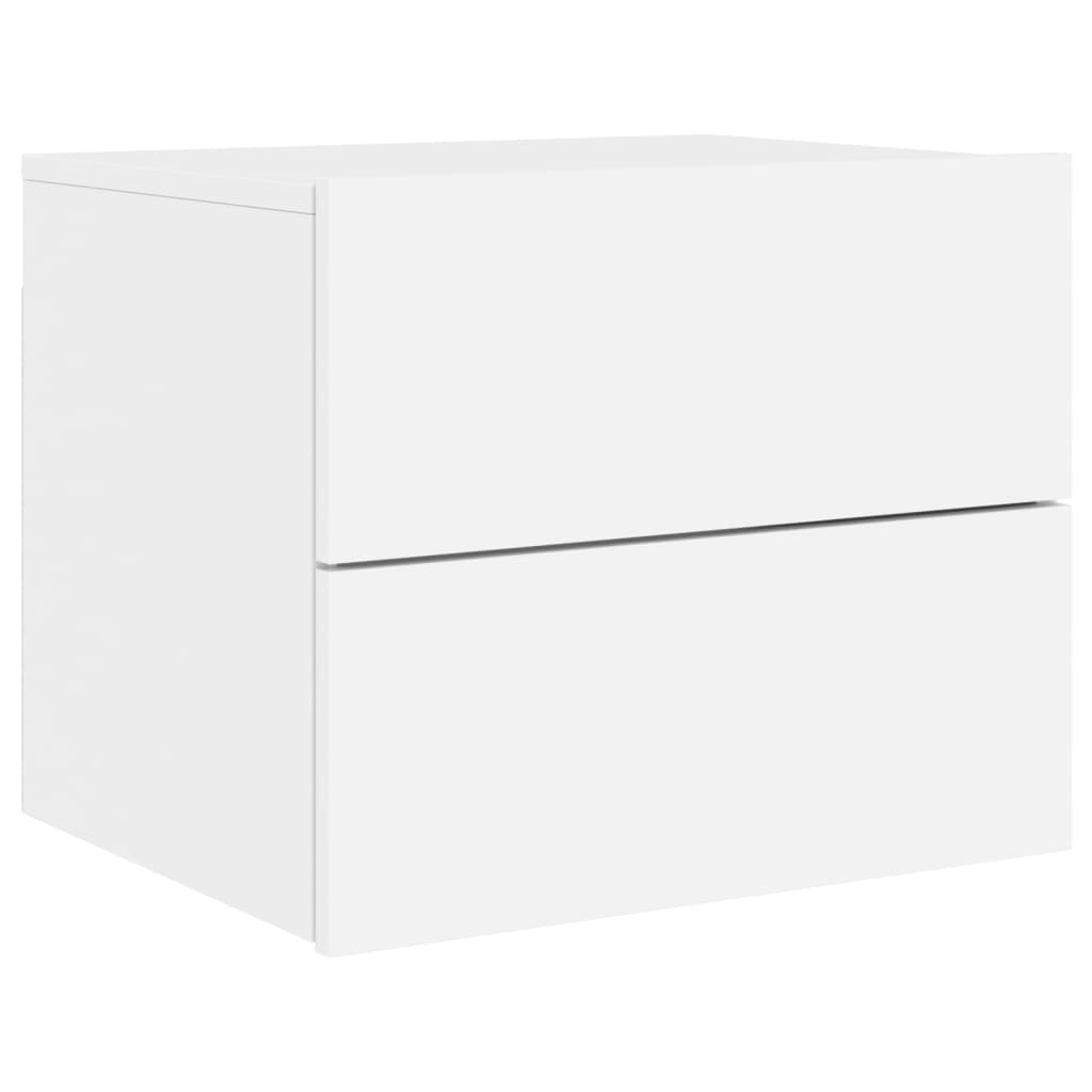 Vegghengte nattbord med LED-lys 2 stk hvit