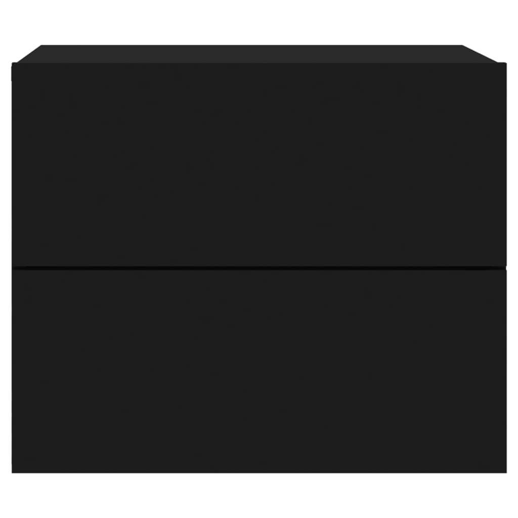 Vegghengte nattbord med LED-lys 2 stk svart