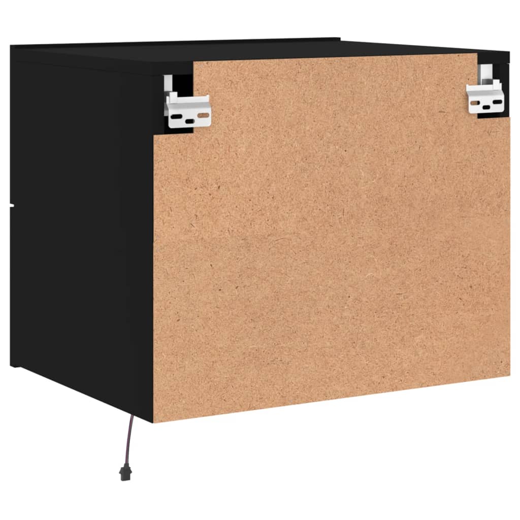 Vegghengte nattbord med LED-lys 2 stk svart