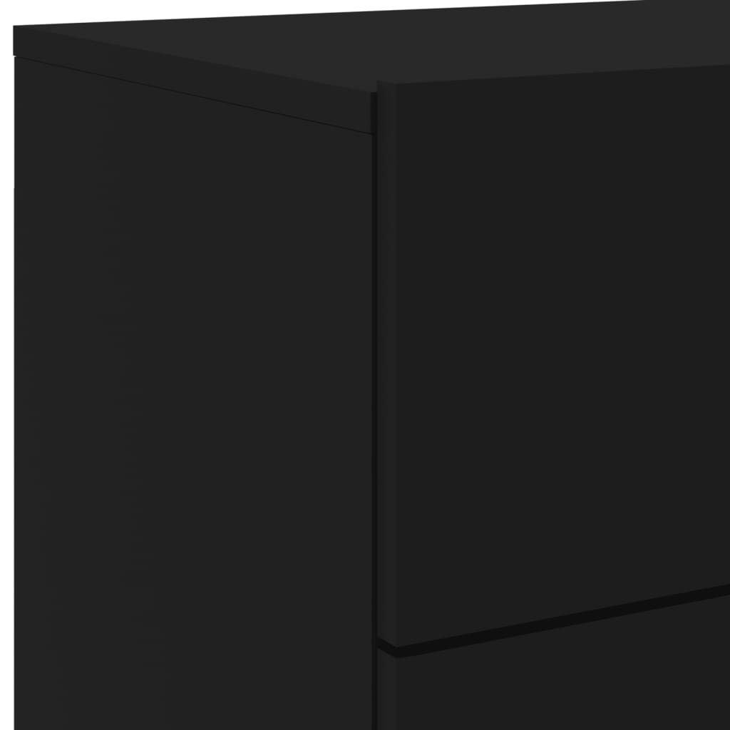 Vegghengte nattbord med LED-lys 2 stk svart