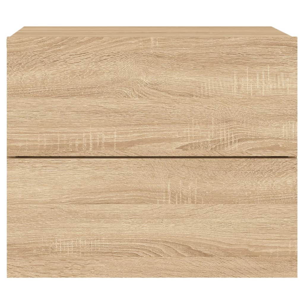 Vegghengte nattbord med LED-lys 2 stk sonoma eik