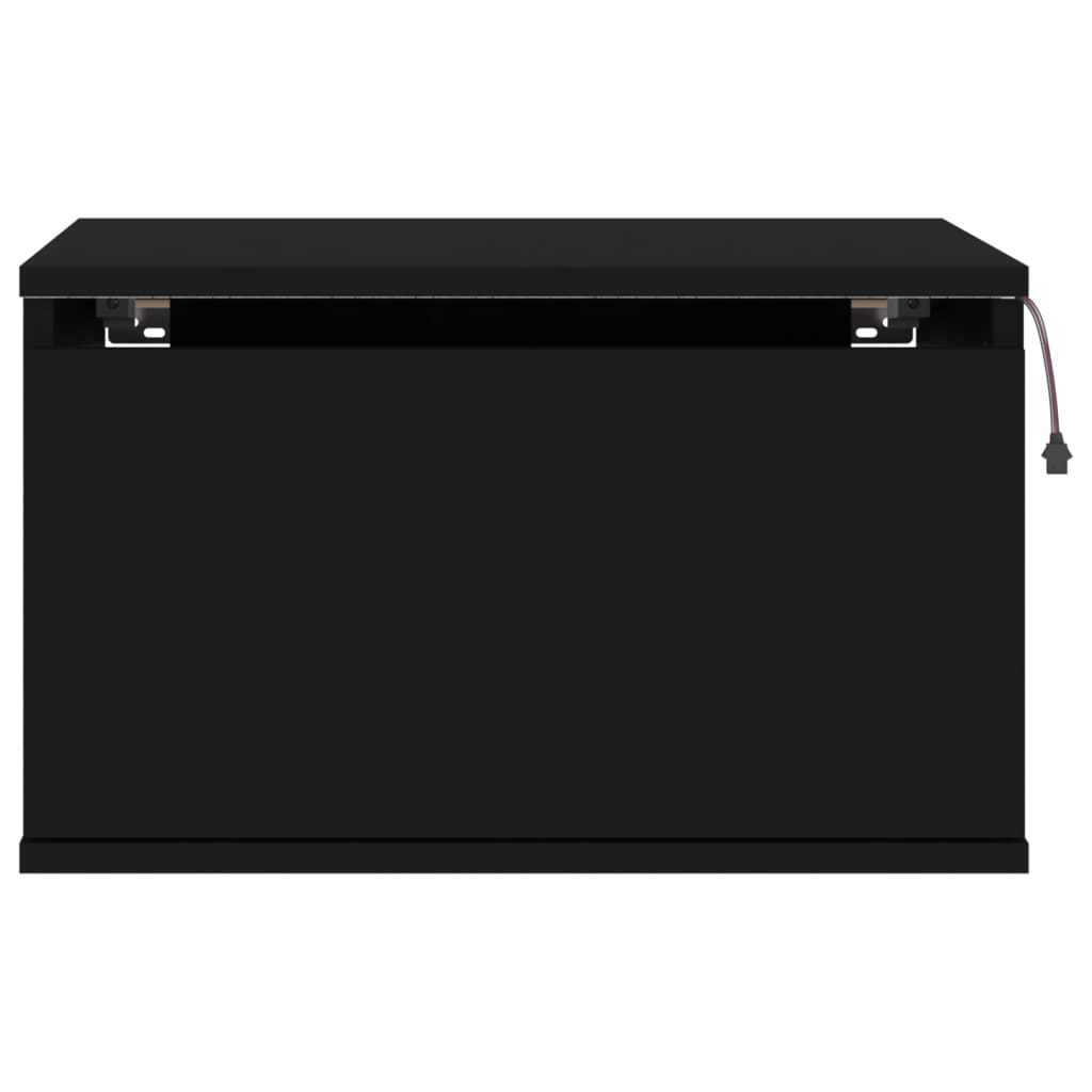Vegghengte nattbord med LED-lys 2 stk svart