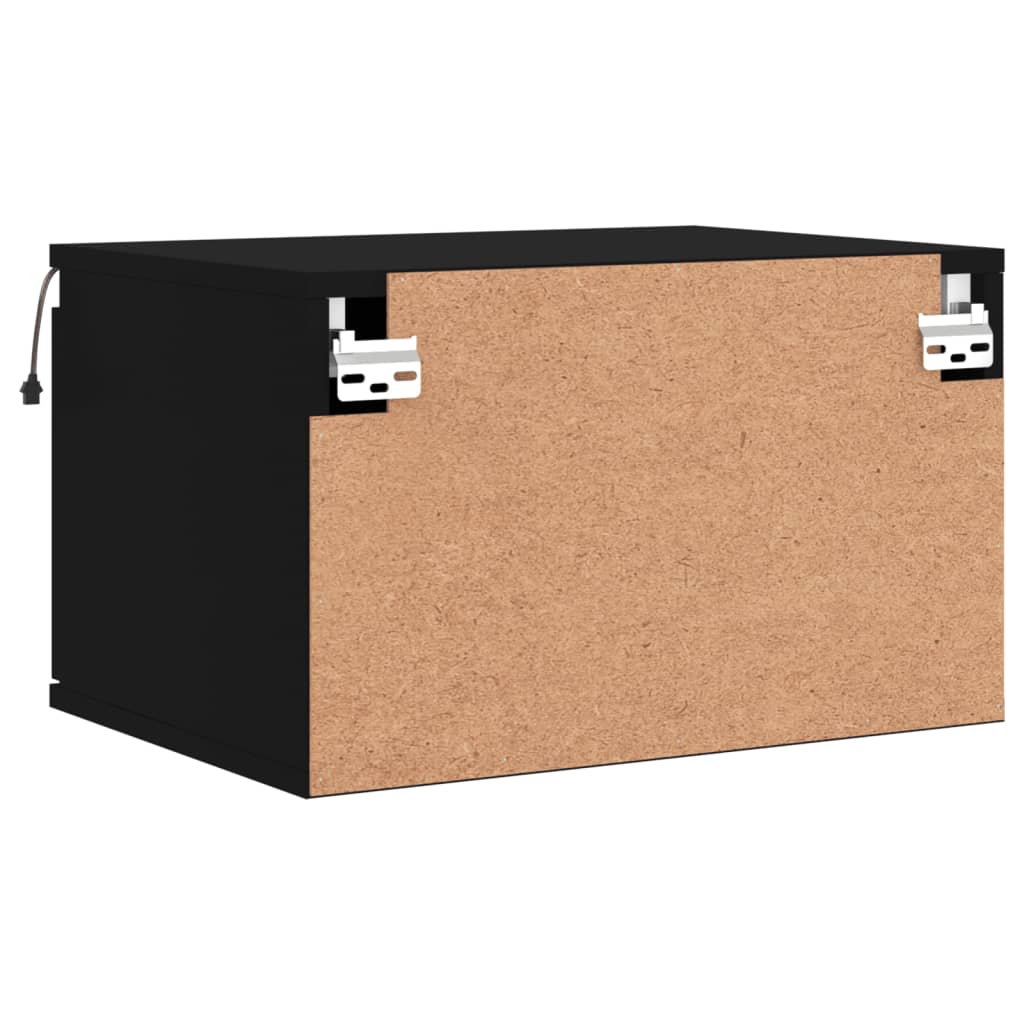 Vegghengte nattbord med LED-lys 2 stk svart