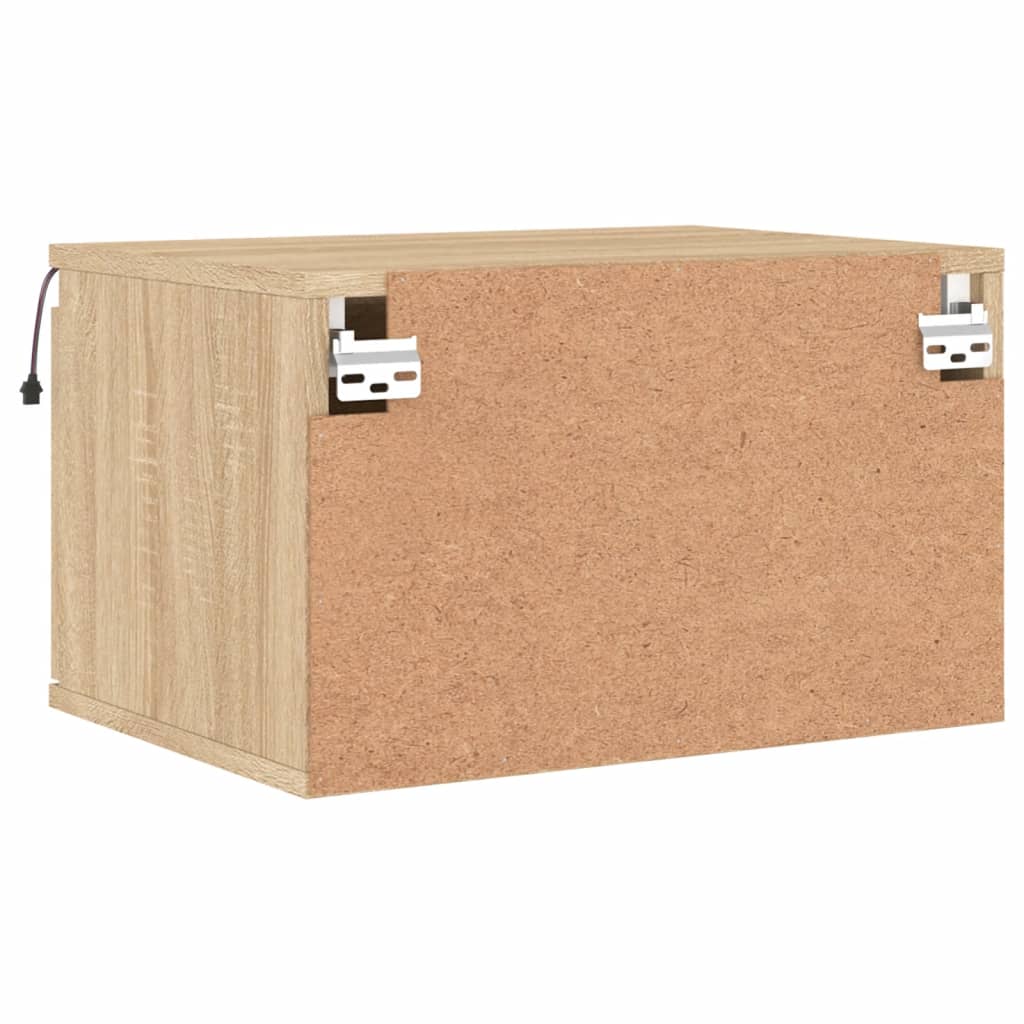 Vegghengt nattbord med LED-lys sonoma eik