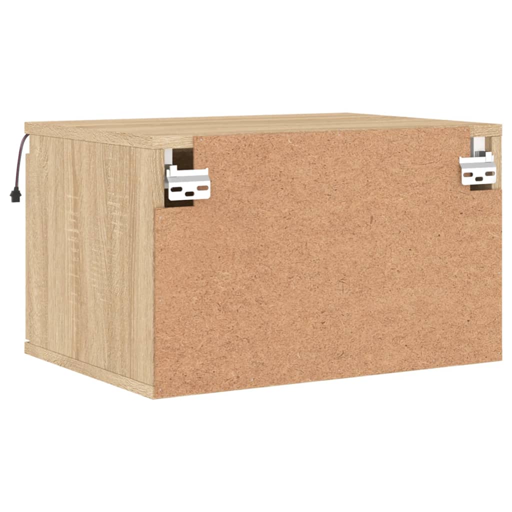 Vegghengte nattbord med LED-lys 2 stk sonoma eik