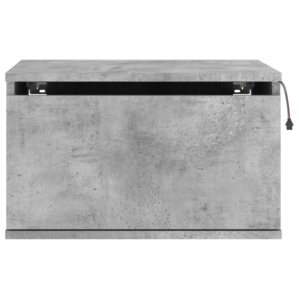 Vegghengte nattbord med LED-lys 2 stk betonggrå