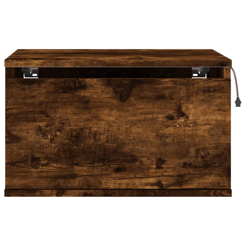 Vegghengte nattbord med LED-lys 2 stk røkt eik