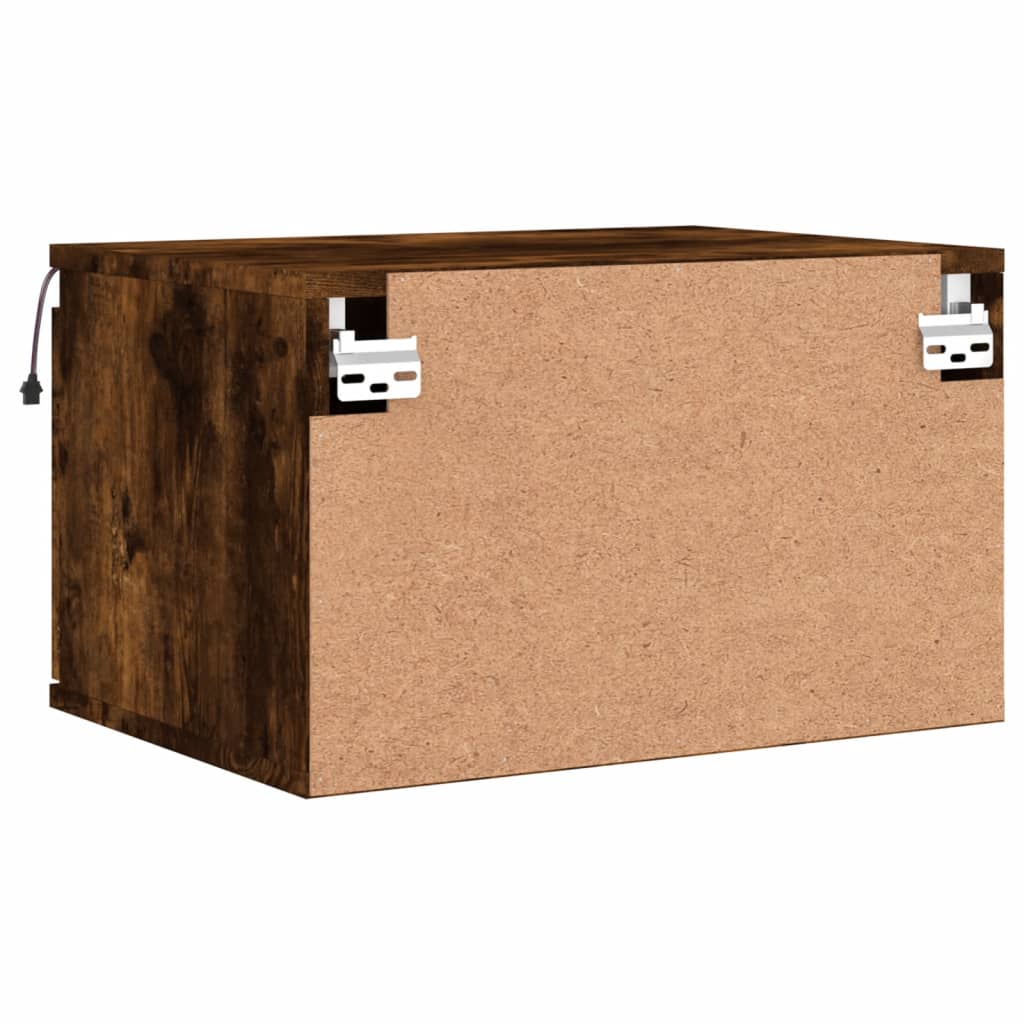 Vegghengte nattbord med LED-lys 2 stk røkt eik