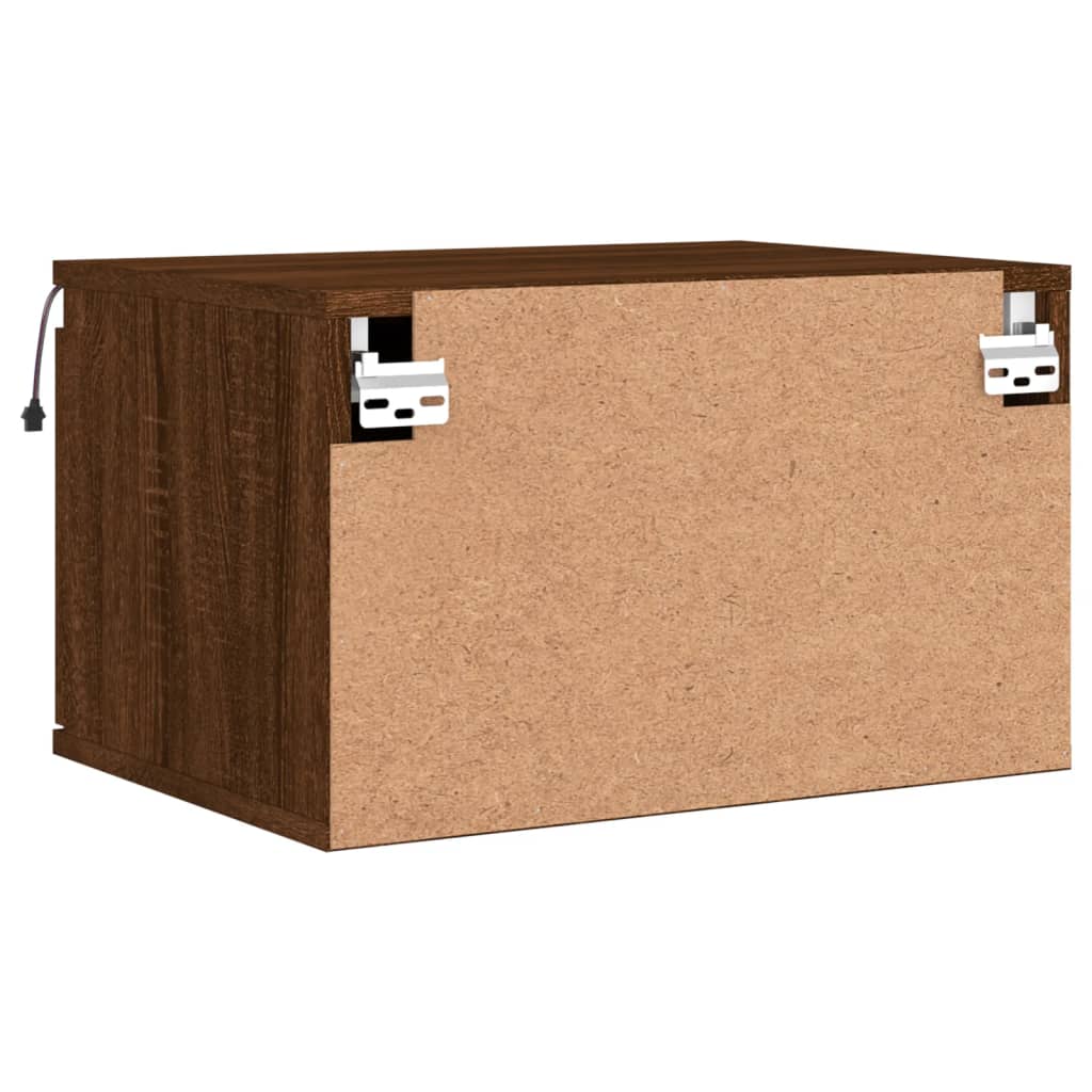 Vegghengte nattbord med LED-lys 2 stk brun eik