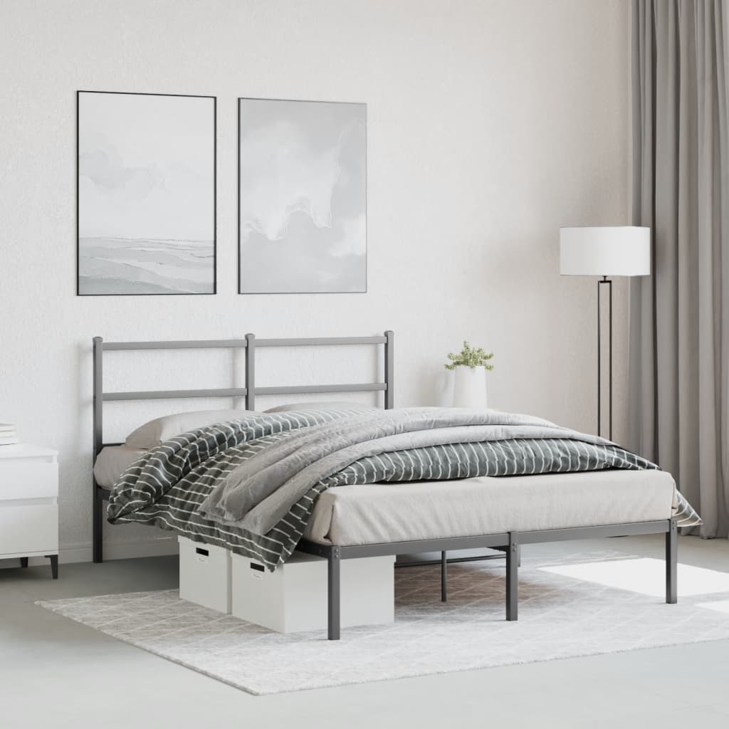 Sengeramme i metall med hodegavl svart 135x190 cm