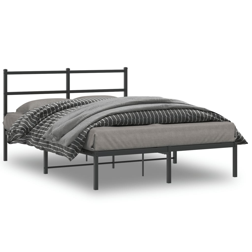 Sengeramme i metall med hodegavl svart 135x190 cm