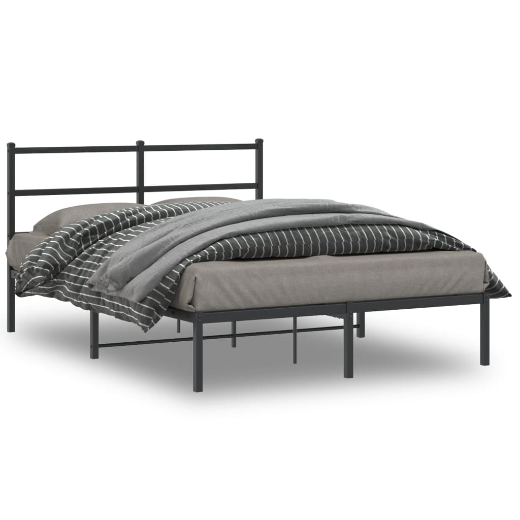 Sengeramme i metall med hodegavl svart 140x190 cm