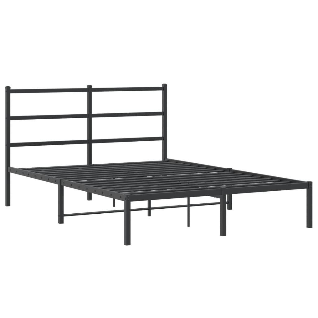 Sengeramme i metall med sengegavl svart 140x200 cm