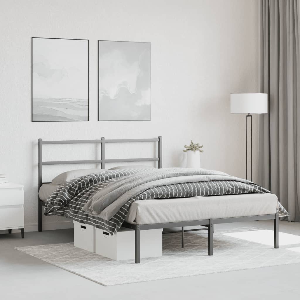 Sengeramme i metall med sengegavl svart 140x200 cm