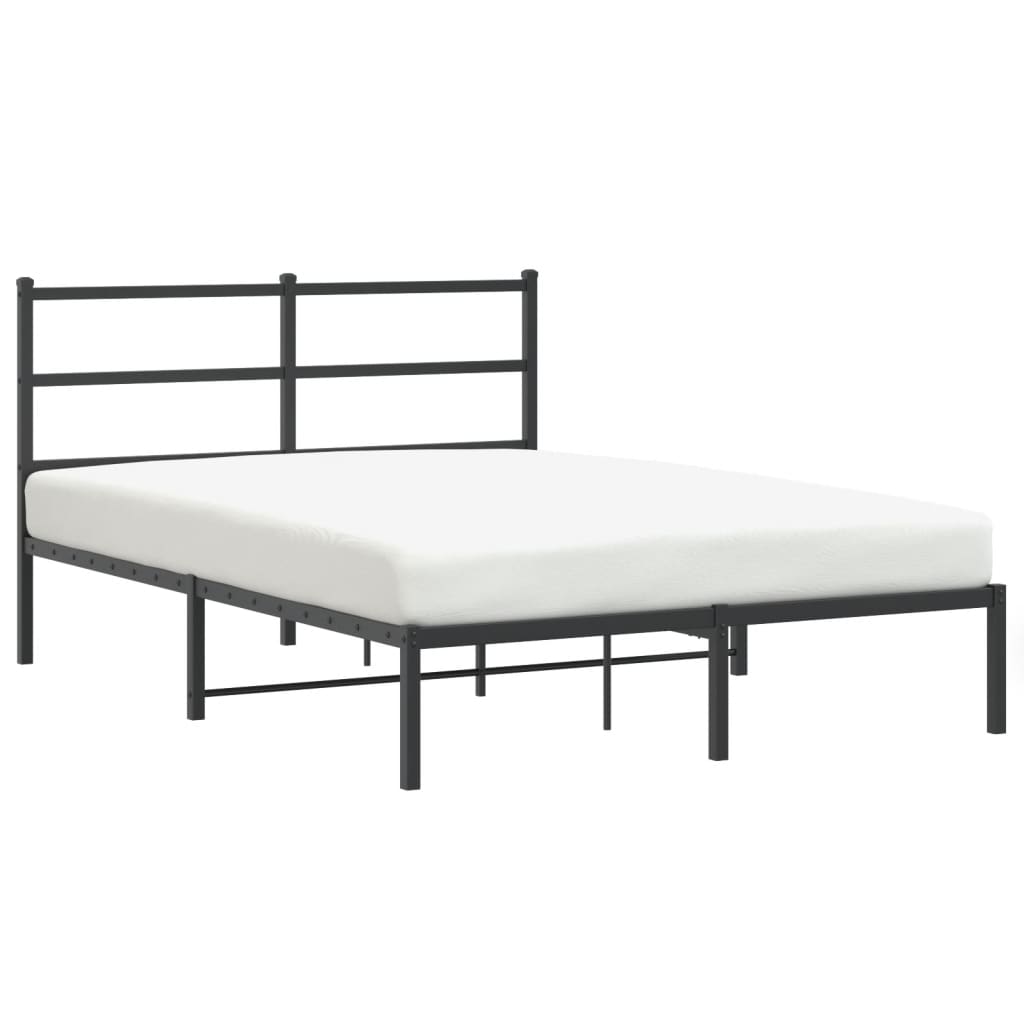 Sengeramme i metall med sengegavl svart 140x200 cm