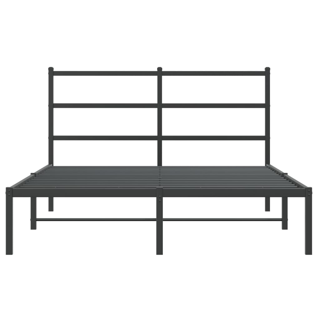 Sengeramme i metall med sengegavl svart 140x200 cm