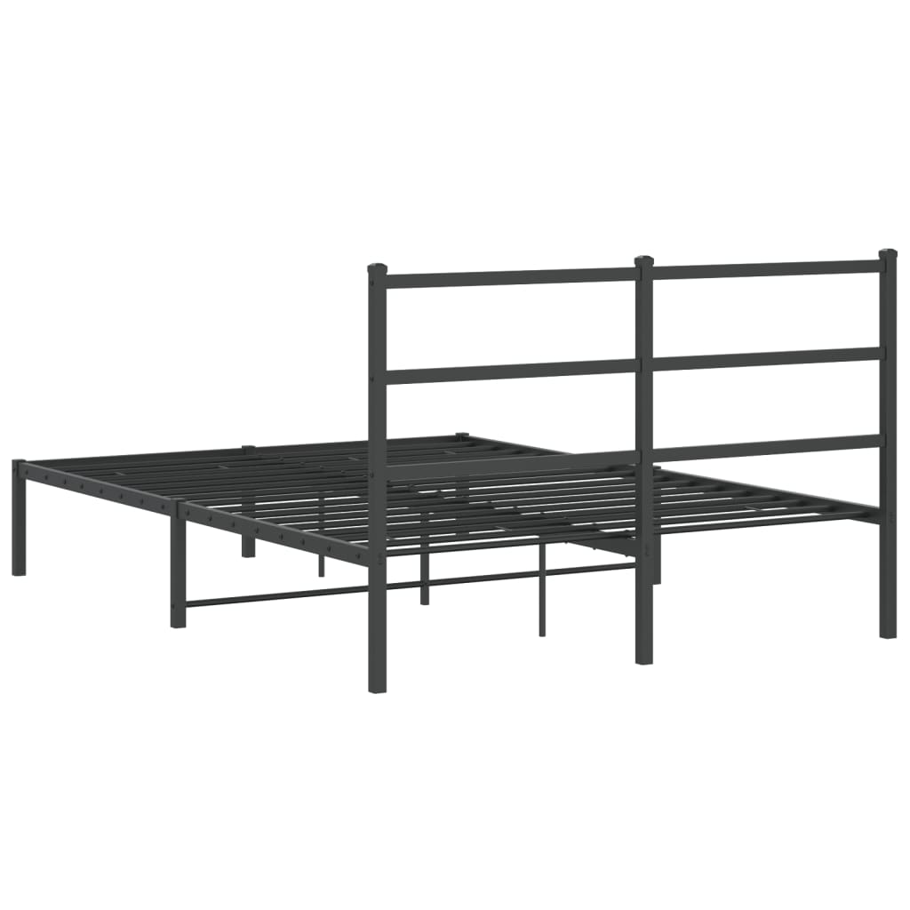 Sengeramme i metall med sengegavl svart 140x200 cm