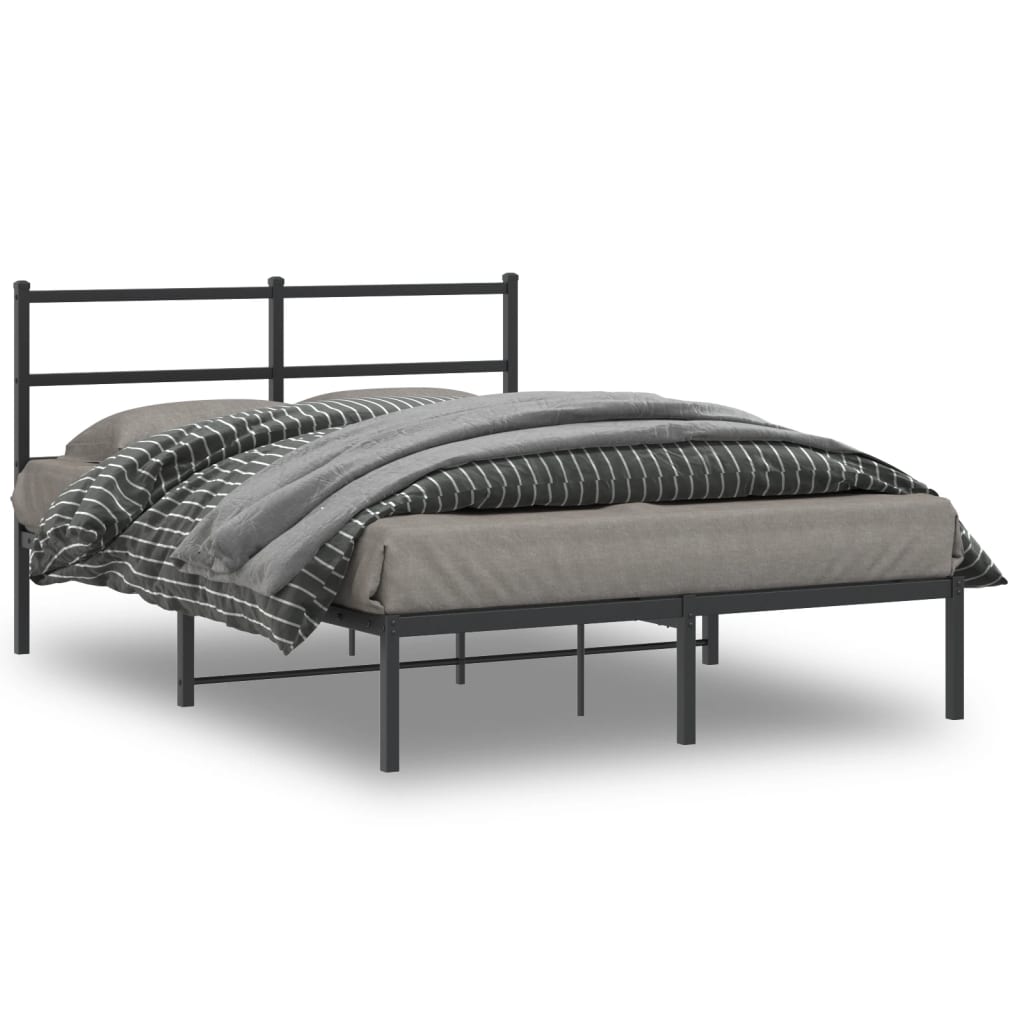 Sengeramme i metall med sengegavl svart 140x200 cm
