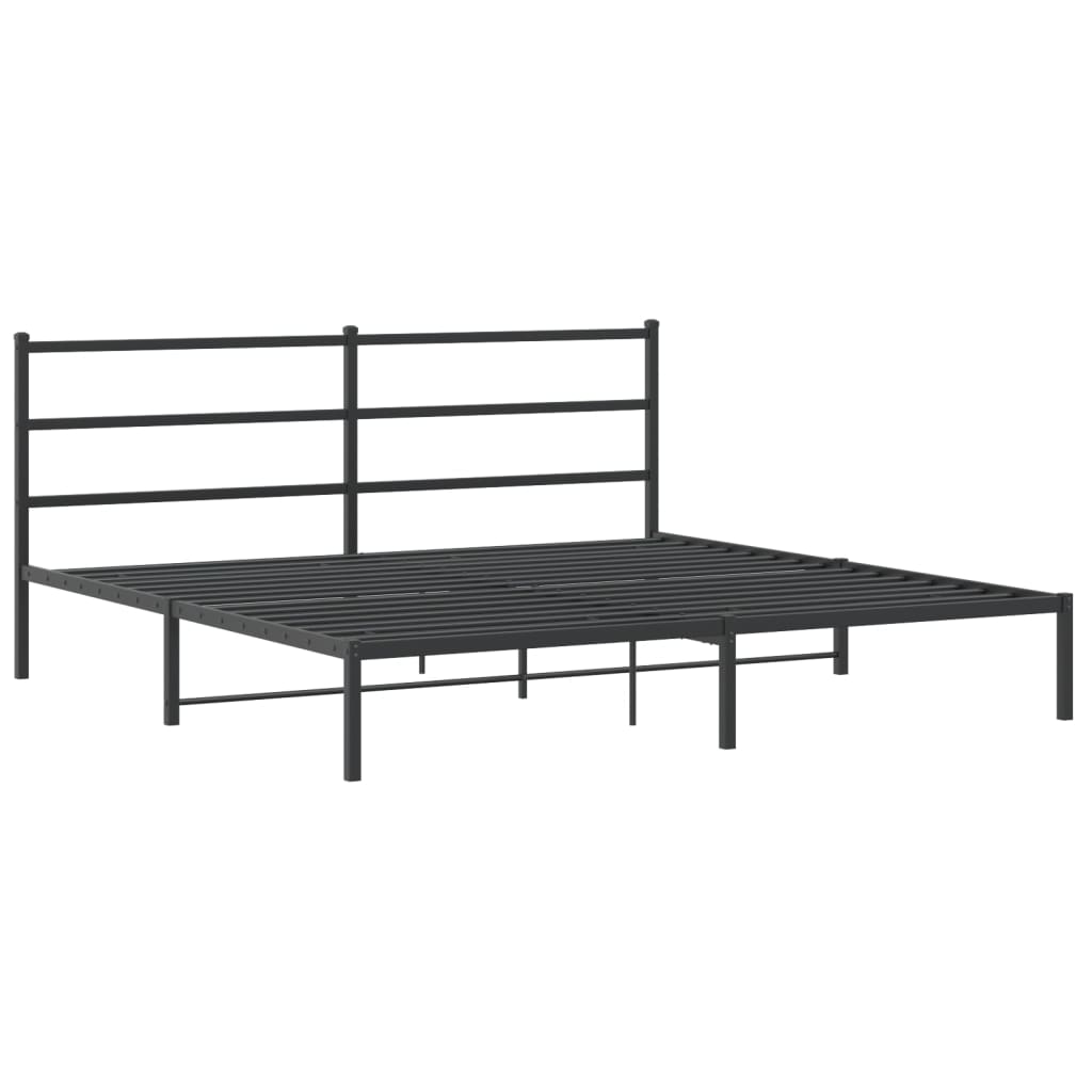 Sengeramme i metall med sengegavl svart 183x213 cm