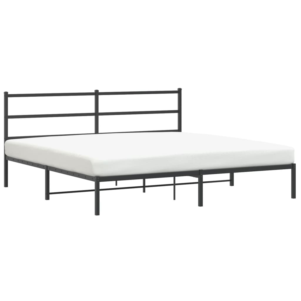 Sengeramme i metall med sengegavl svart 183x213 cm