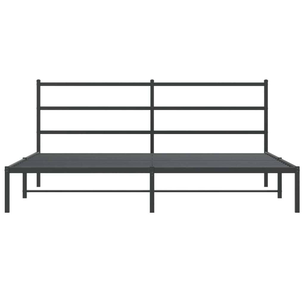 Sengeramme i metall med sengegavl svart 183x213 cm