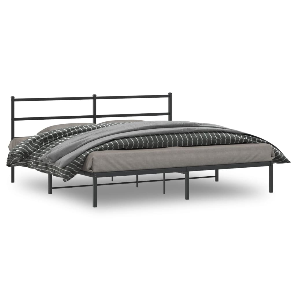 Sengeramme i metall med sengegavl svart 183x213 cm