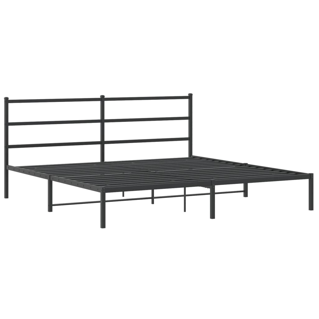 Sengeramme i metall med sengegavl svart 193x203 cm
