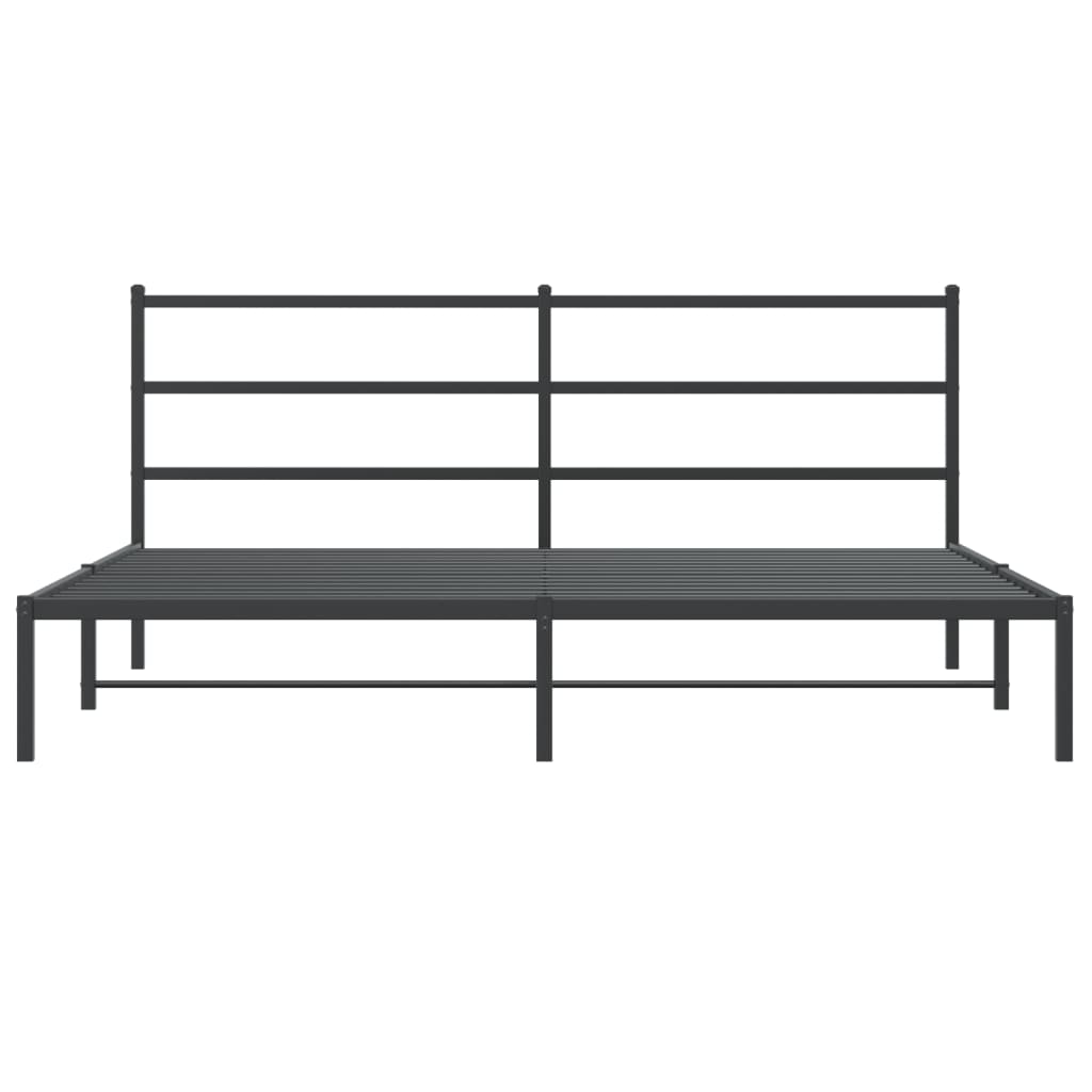 Sengeramme i metall med sengegavl svart 193x203 cm