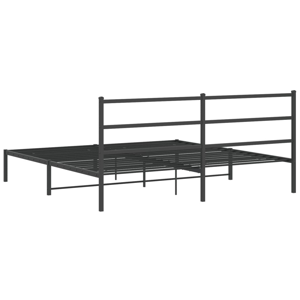 Sengeramme i metall med sengegavl svart 193x203 cm