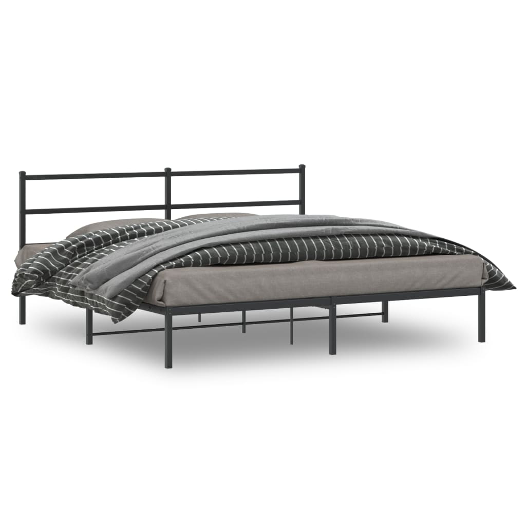 Sengeramme i metall med sengegavl svart 193x203 cm