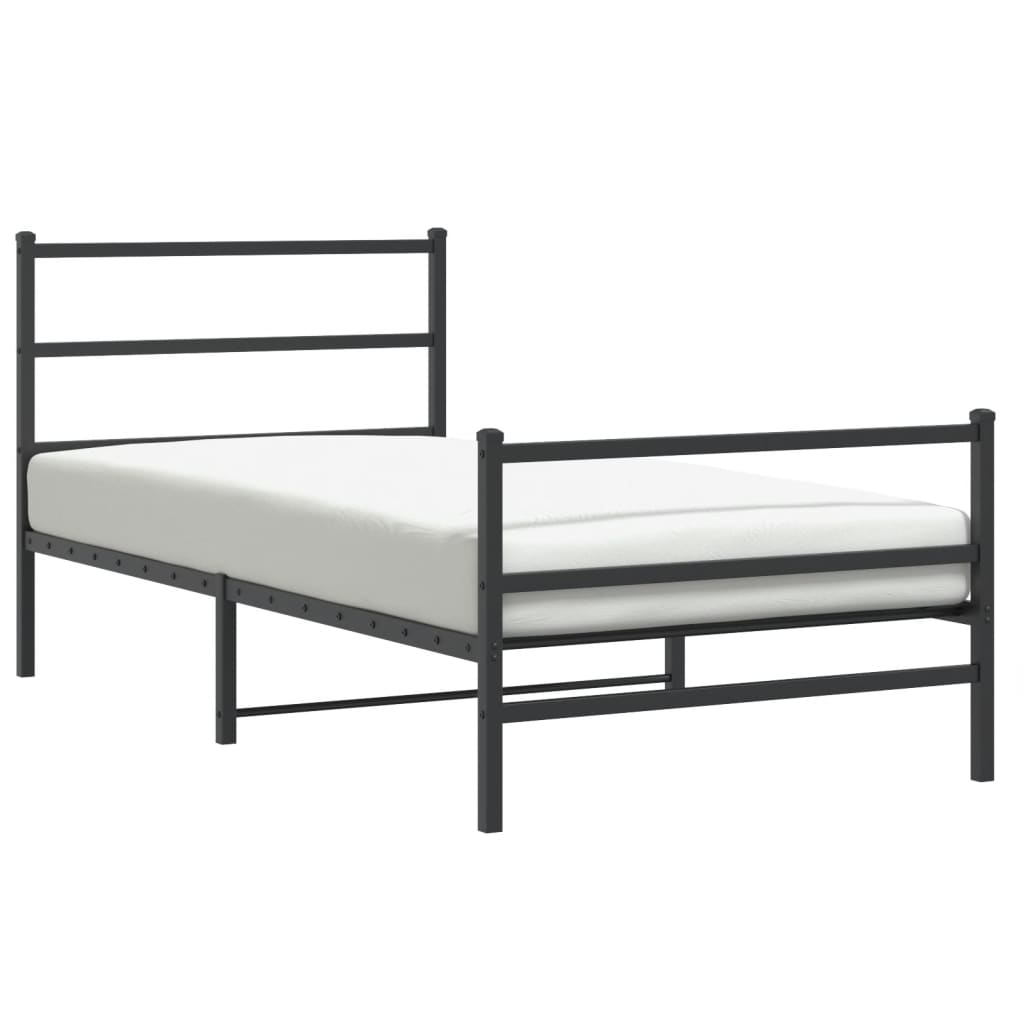 Sengeramme i metall med hode- og fotgavl svart 100x190 cm