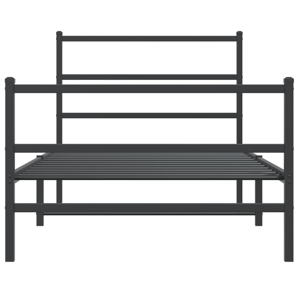 Sengeramme i metall med hode- og fotgavl svart 100x190 cm