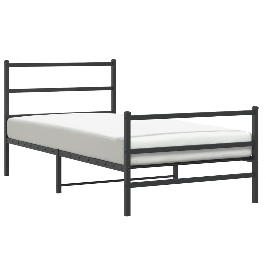 Sengeramme i metall med hode- og fotgavl svart 107x203 cm