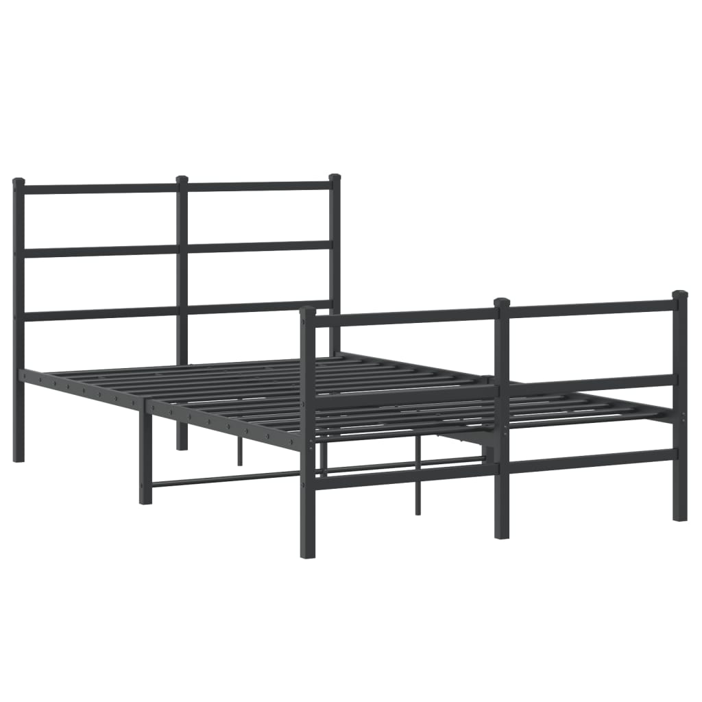 Sengeramme i metall med hode- og fotgavl svart 120x200 cm