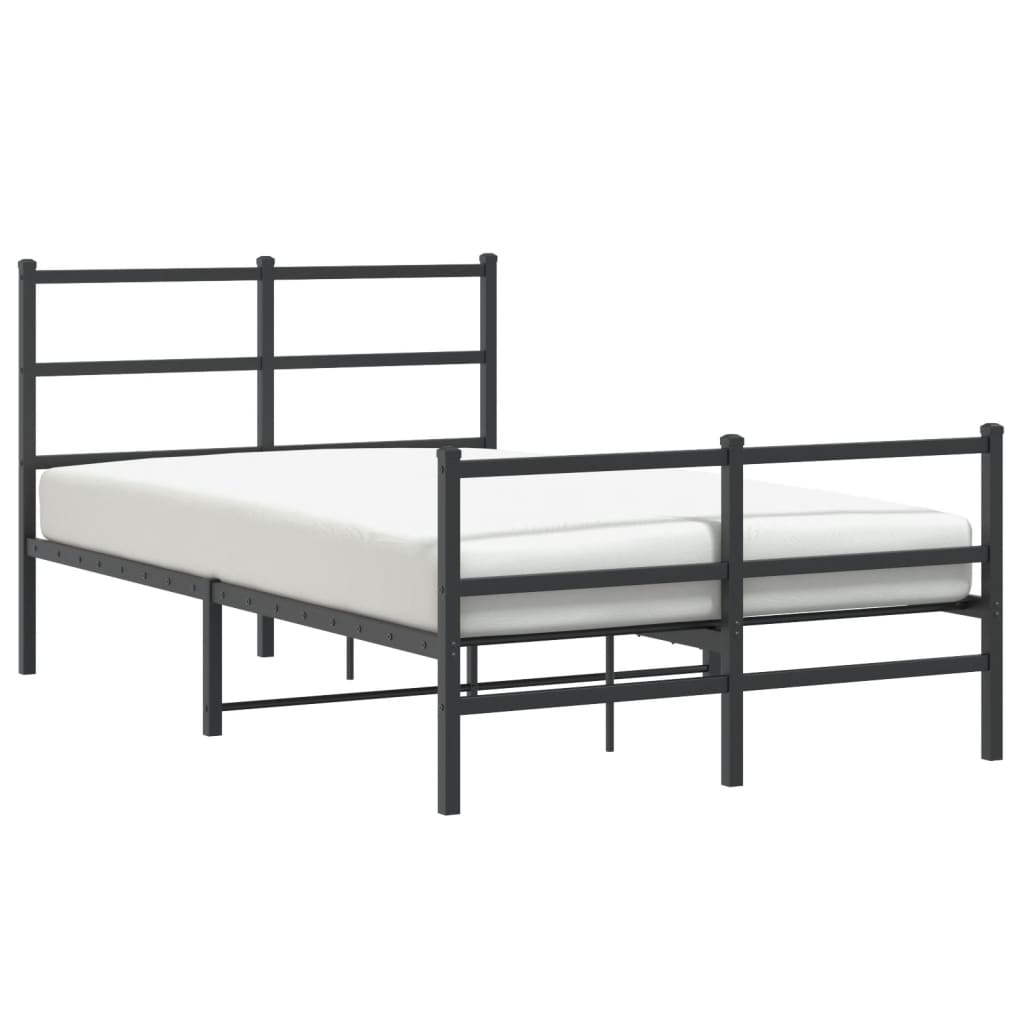 Sengeramme i metall med hode- og fotgavl svart 120x200 cm