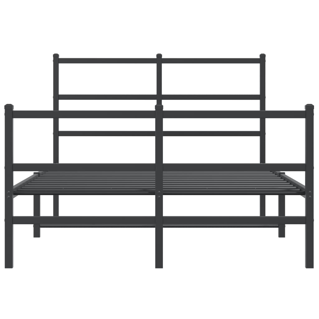 Sengeramme i metall med hode- og fotgavl svart 120x200 cm