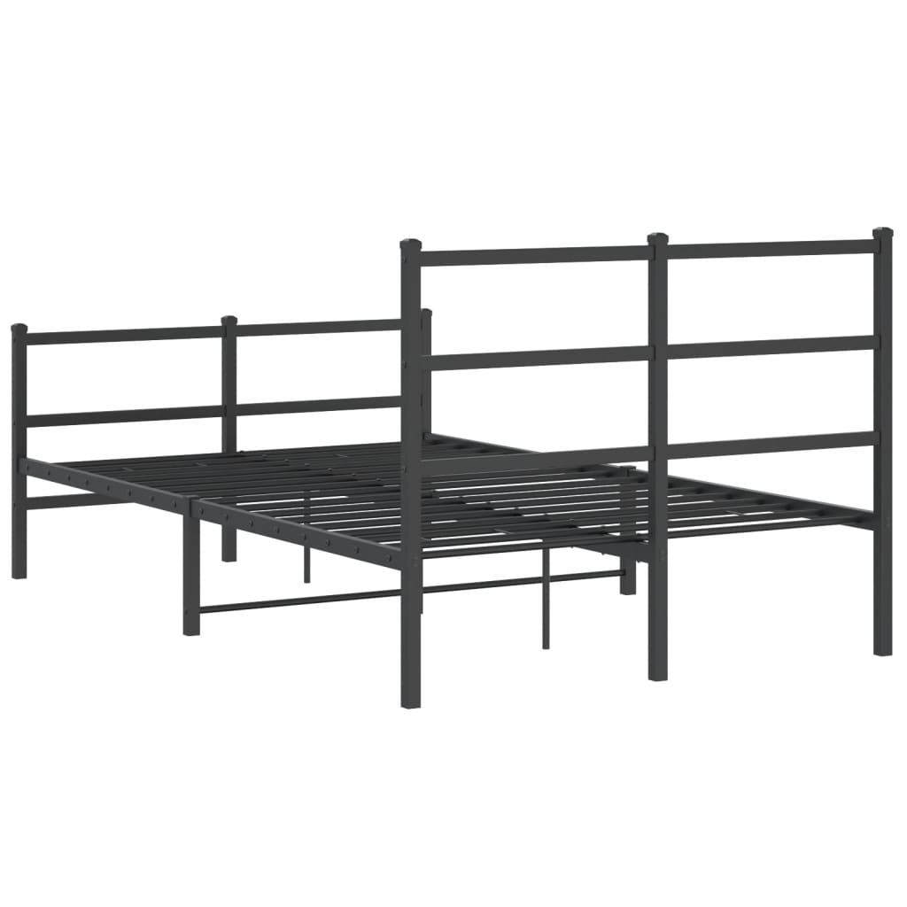 Sengeramme i metall med hode- og fotgavl svart 120x200 cm
