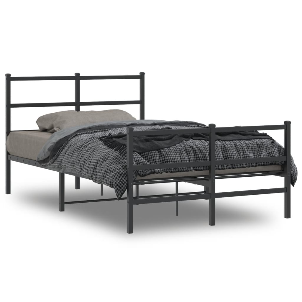 Sengeramme i metall med hode- og fotgavl svart 120x200 cm